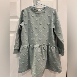 H&M size 4-6 kids dress organic cotton hearts long sleeves